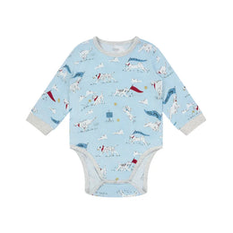 Nest Designs Bamboo Jersey Long Sleeve Kimono Onesie Puppy Park