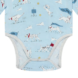 Nest Designs Bamboo Jersey Long Sleeve Kimono Onesie Puppy Park
