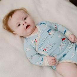Nest Designs Bamboo Jersey Long Sleeve Kimono Onesie Puppy Park