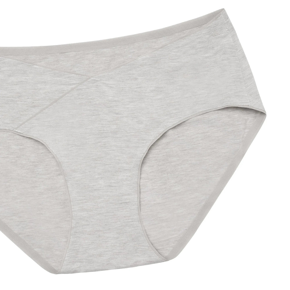 Light gray bamboo jersey maternity underwear briefs, 2-pack, full-coverage with visible stitching.