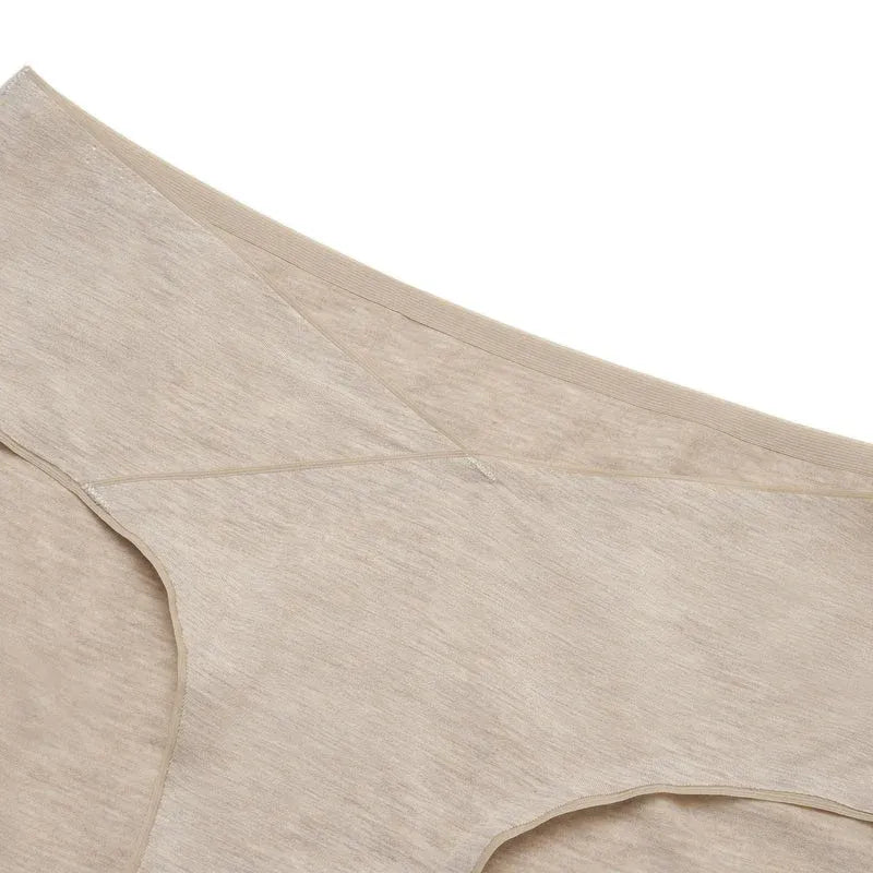 Beige bamboo-jersey women's underwear (2-pack) close-up fabric texture with visible seams
