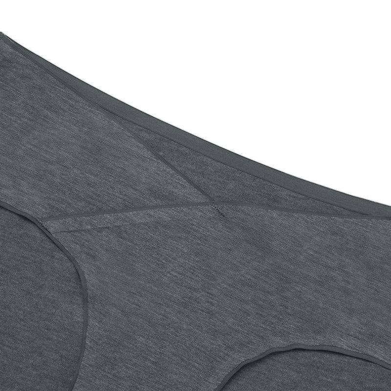 Charcoal gray bamboo jersey women's underwear, 2-pack, close-up fabric and seam details.