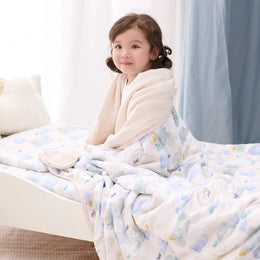 Nest Designs Bamboo Jersey Quilted Cozy Blanket Fluffy Puffs
