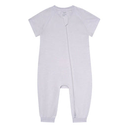 Nest Designs Bamboo Jersey Short Sleeve Slant Opening Romper Lavender Blue