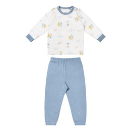 Nest Designs Bamboo Jersey Two-Piece Long Sleeve Pj Set Pastel Waves