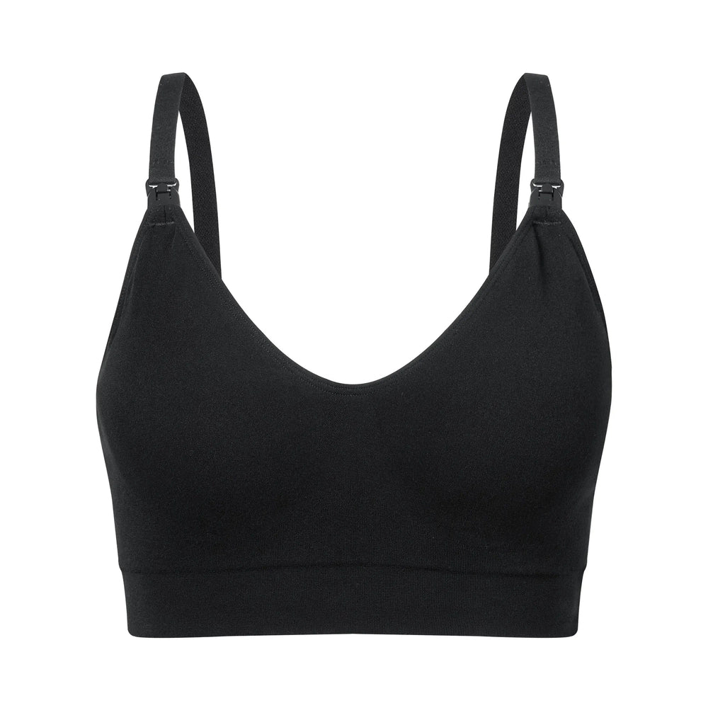 Nest Designs Bamboo Nest Bump Seamless Nursing Bra in Black front view