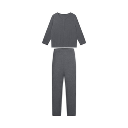 Nest Designs Bamboo Nest Bump Women's Knit Henley Nursing PJ Set Charcoal