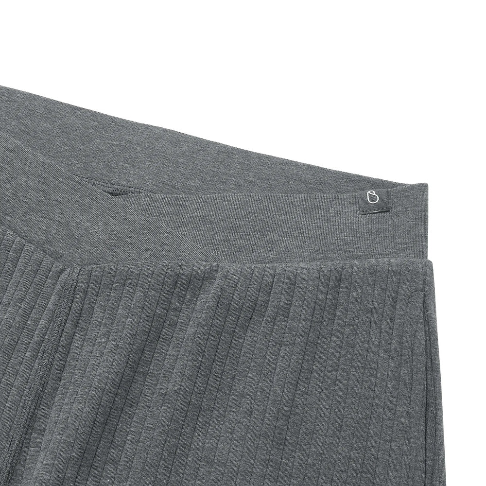 Nest Designs Bamboo Nest Bump women's wide-leg pants, grey ribbed fabric with logo tag