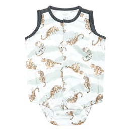 Nest Designs Bamboo Pima Sleeveless Button Down Onesie Jungle Stripes