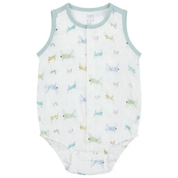 Nest Designs Bamboo Pima Sleeveless Button Down Onesie The Ant & The Grasshopper