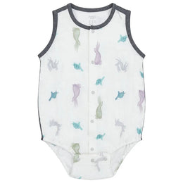 Nest Designs Bamboo Pima Sleeveless Button Down Onesie The Tortoise & The Hare