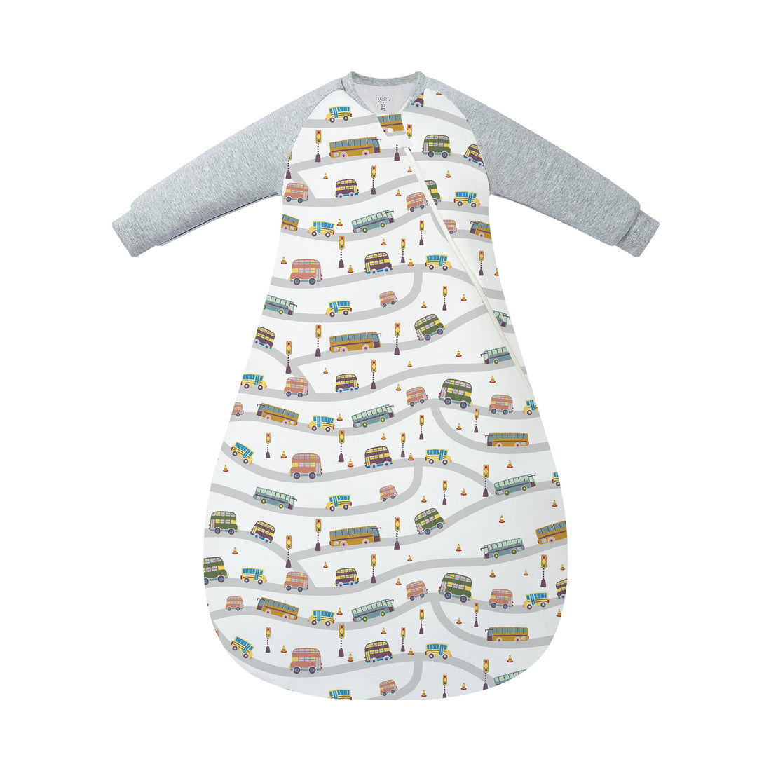 Nest Designs Bamboo Raglan Long Sleeve Sleep Bag 2.5 TOG Wheels on the Bus front product view