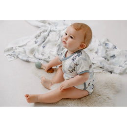 Nest Designs Bamboo Short Sleeve Kimono Onesie Ocean Wonders