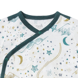 Nest Designs Bamboo Short Sleeve Kimono Onesie Stars White