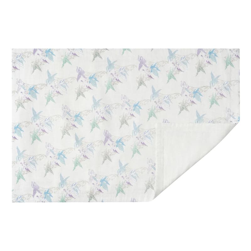 Nest Designs bamboo silk toddler pillow and pillowcase set in white with pastel cloud ponies.
