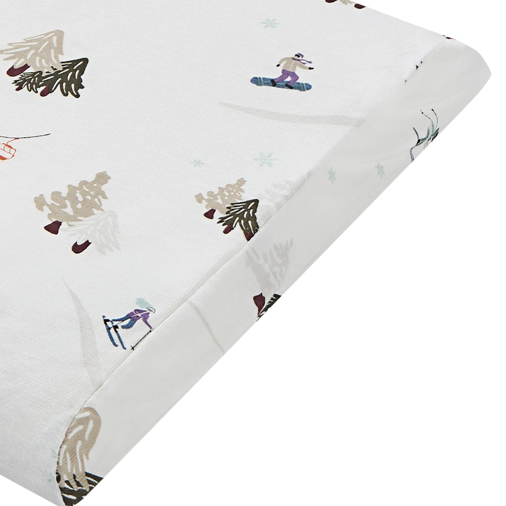 Nest Designs Bamboo Toddler Pillow With Pillowcase Chills N' Thrills Pillow in White with winter ski motif