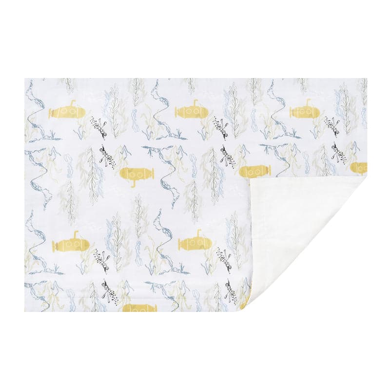 Nest Designs Bamboo Toddler Pillowcase Blub Blub Yellow Sub-white with yellow submarine print, bamboo fabric