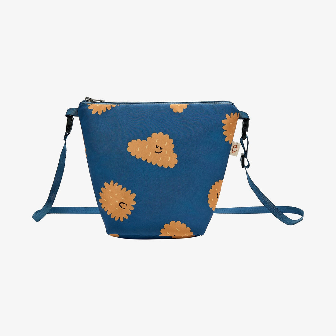 Nest Designs Biscuits and Vine waterproof bag in Biscuit Banter navy, front studio view with orange biscuit motifs