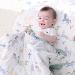 Nest Designs Bamboo Jersey Nook Quilted Cozy Blanket Small Pony Express