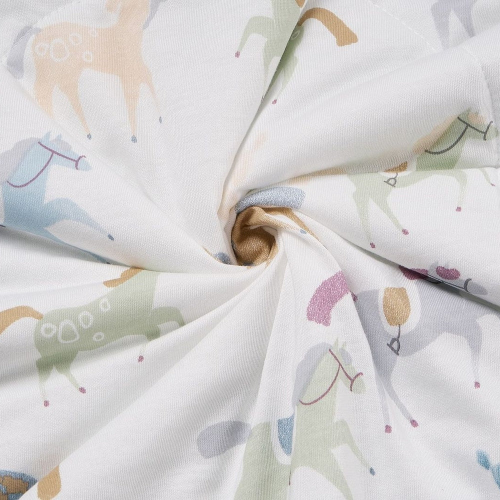 Nest Designs Cozy Blanket Small Pony Express Blanket in White with pastel pony print