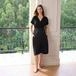 Nest Designs Elastic Waistband Maternity Dress Black