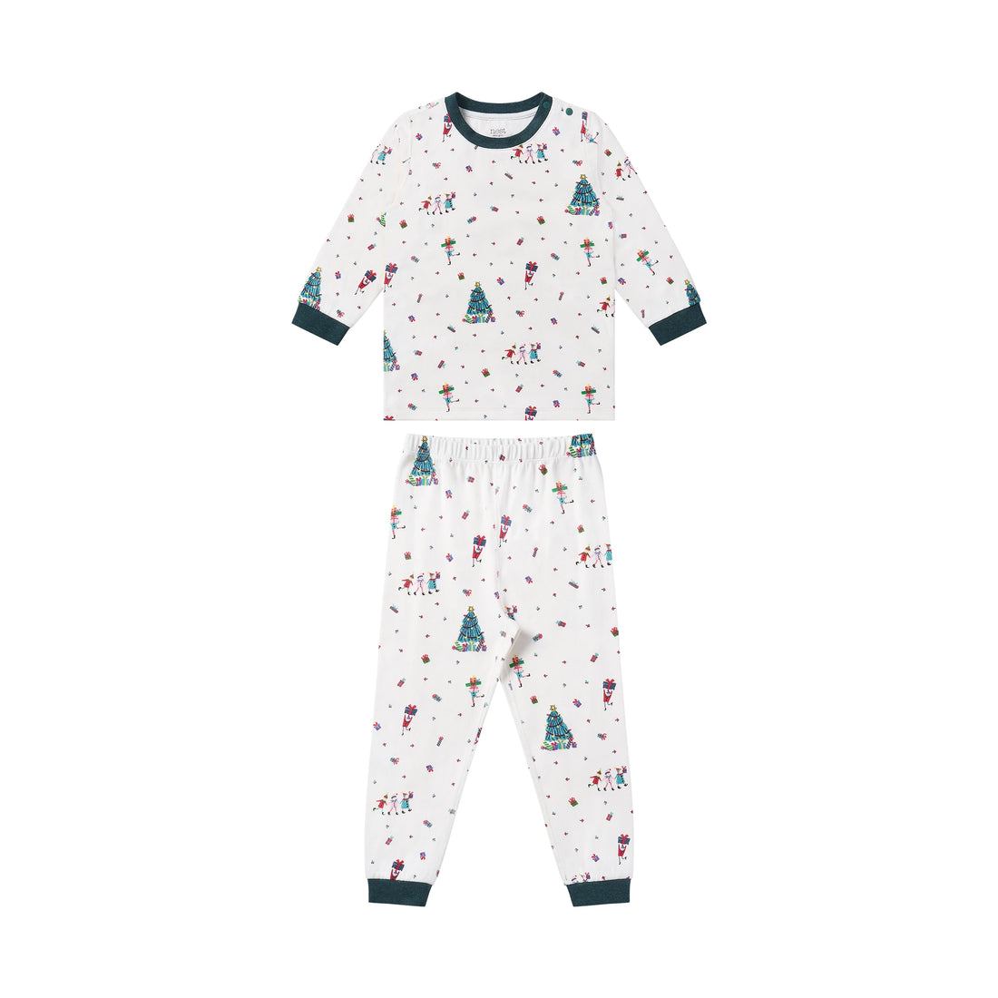 Nest Designs Santas Elves: complete child pajama set with matching long-sleeve top and pants