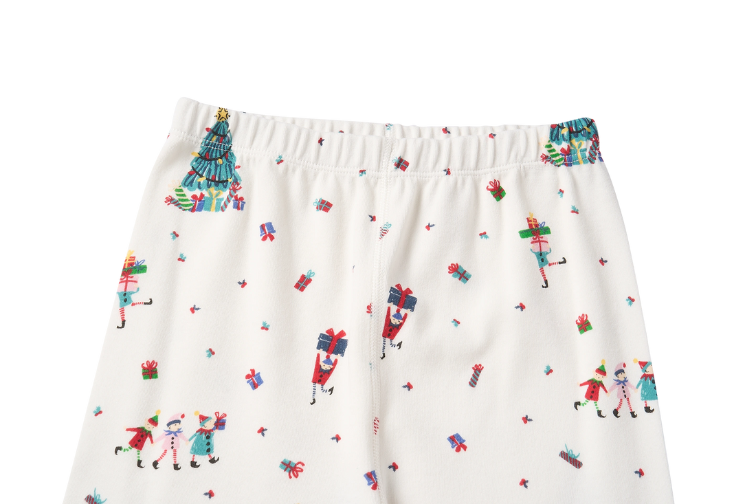 Nest Designs Santas Elves: close-up of the matching pajama pants waistband