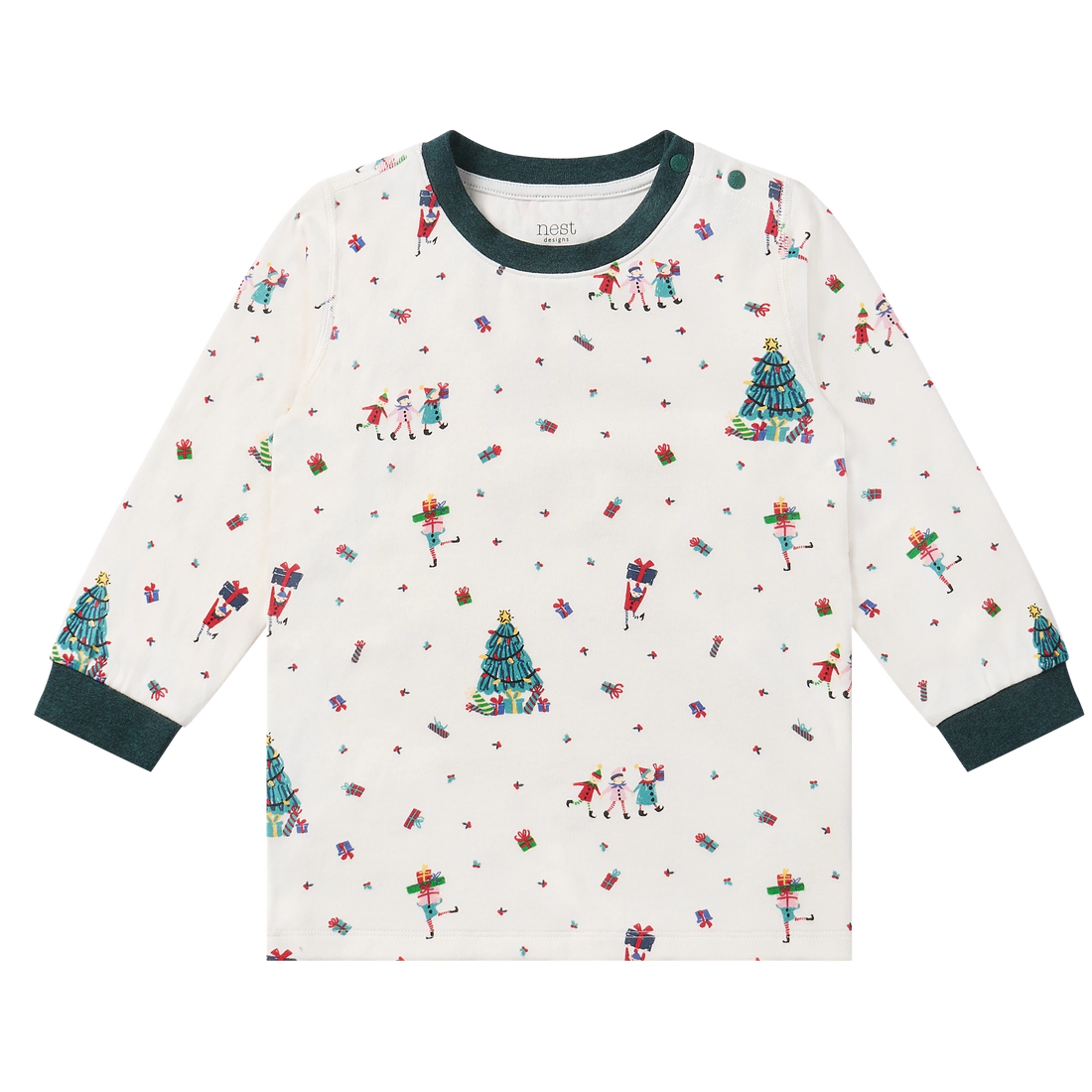 Nest Designs Santas Elves: long-sleeve top included in the matching child pajama set