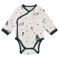 Nest Designs Organic Cotton Long Sleeve Kimono Onesie – Santas Elves