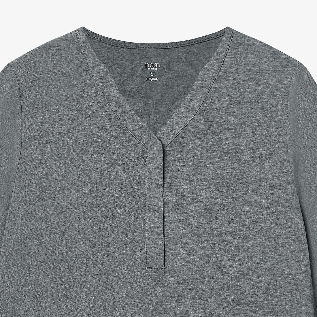 Nest Designs Long Sleeve Henley Nursing PJ Set Charcoal pant leg detail