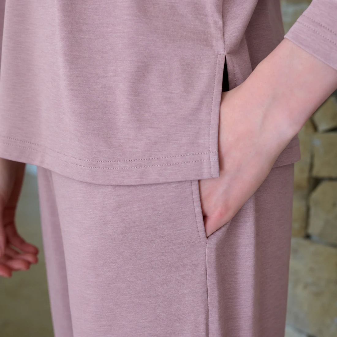 Nest Designs Long Sleeve Henley Nursing PJ Set Dusty Rose