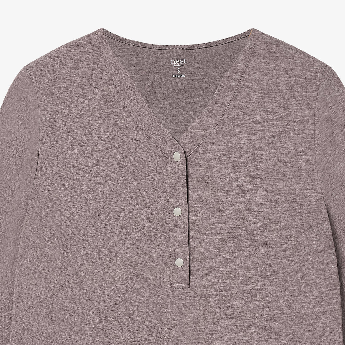 Nest Designs Long Sleeve Henley Nursing PJ Set Elderberry pant leg detail