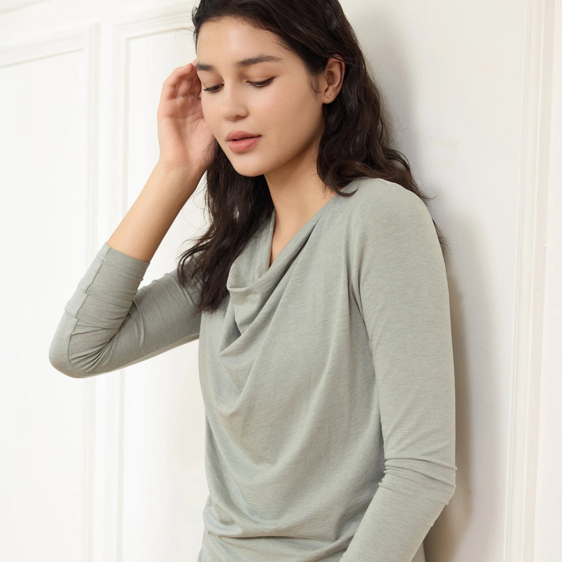 Nest Designs Long Sleeve Nursing Tee Matcha — lifestyle