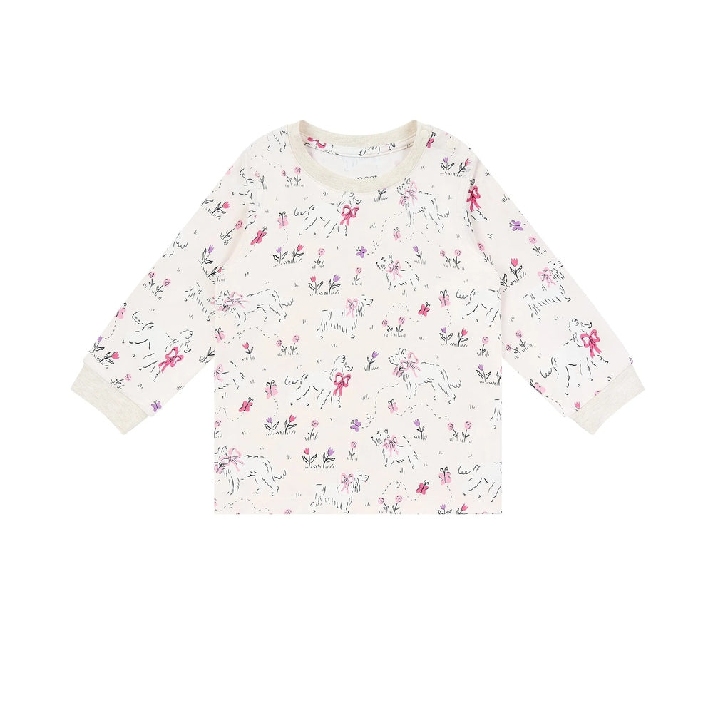 NEST DESIGNS Nest Designs Long Sleeve PJ Set Doggie Meadow rolled cuffs with unicorn and butterfly floral print img 5/6