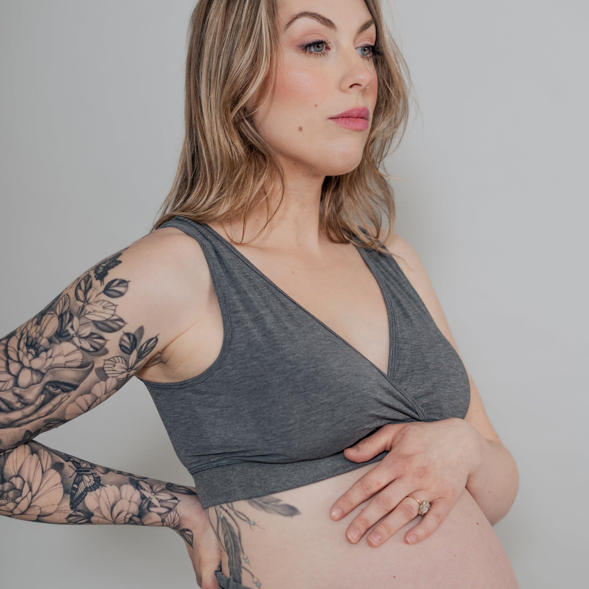 Nest Designs Maternity Crossover Nursing Bra Charcoal