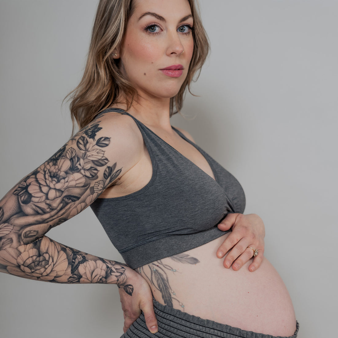 Nest Designs Maternity Crossover Nursing Bra Charcoal back view