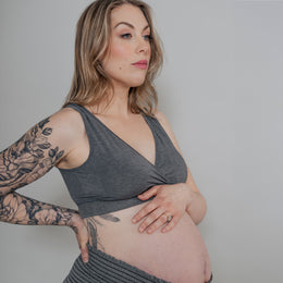 Nest Designs Maternity Crossover Nursing Bra Charcoal