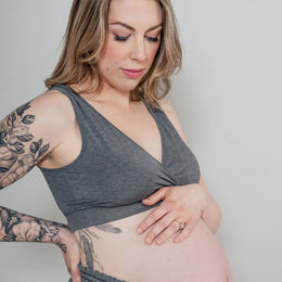 Nest Designs Maternity Crossover Nursing Bra Charcoal