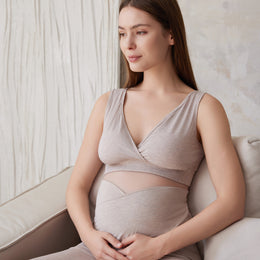 Nest Designs Maternity Crossover Nursing Bra Warm Taupe
