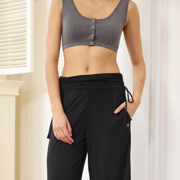 Nest Designs Maternity Gathering Waistband Wide Leg Pants Black