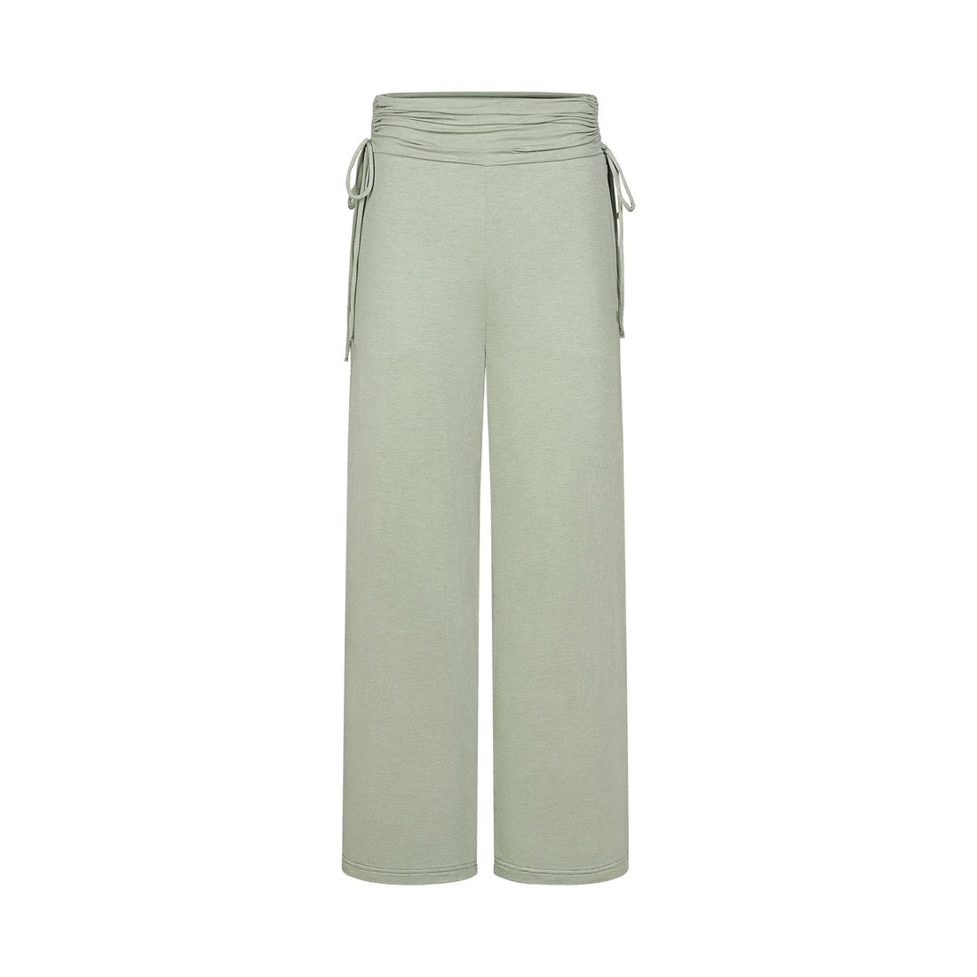 Nest Designs Maternity Gathering Waistband Wide Leg Pants Matcha — front product view