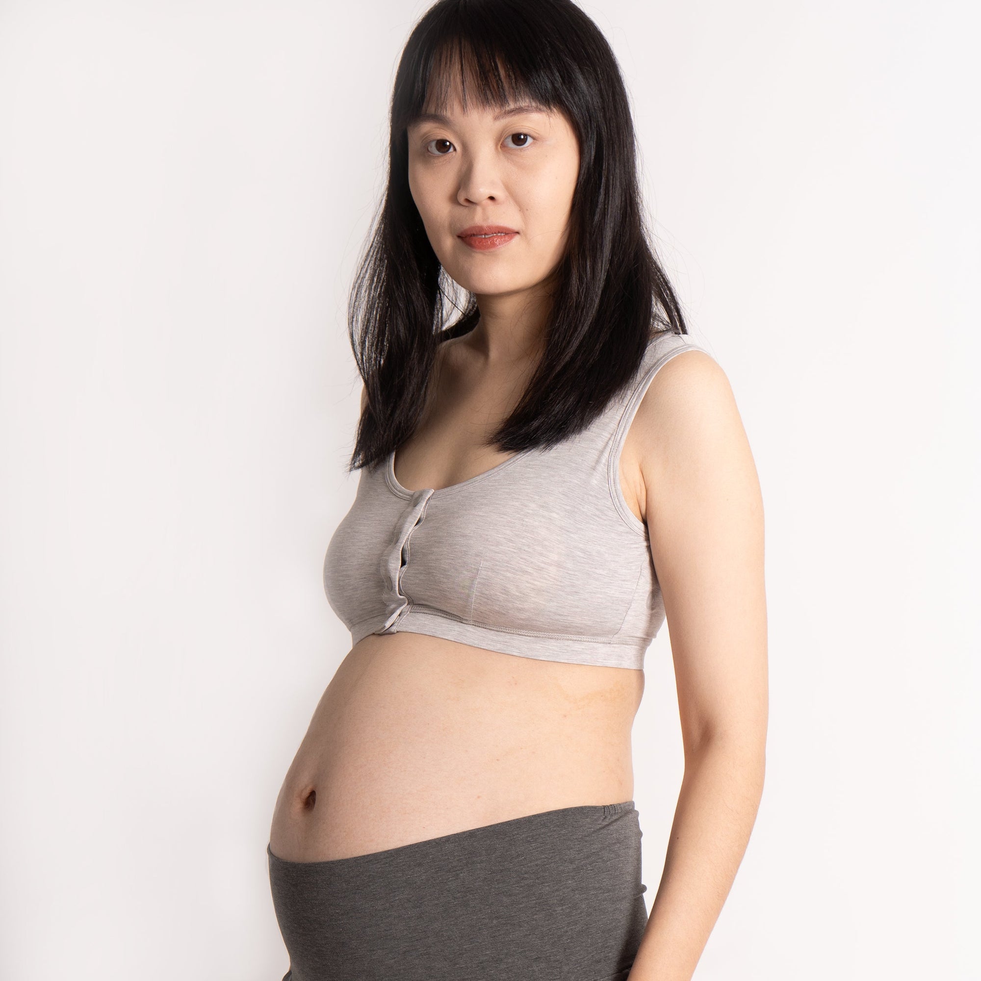 Nest Designs Maternity Henley Nursing Bra Gray Dusk