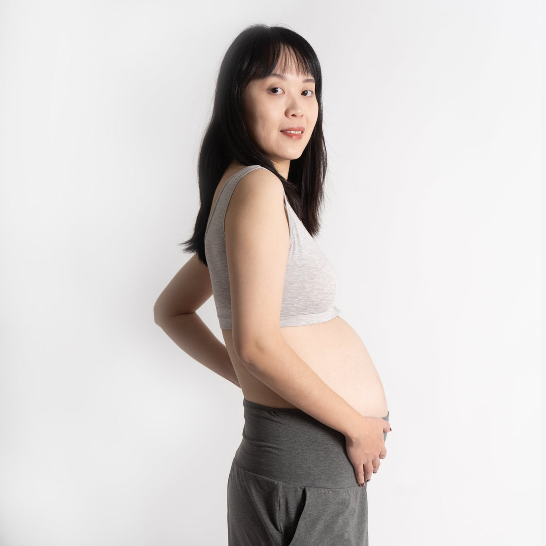 Nest Designs Maternity Henley Nursing Bra Gray Dusk back view