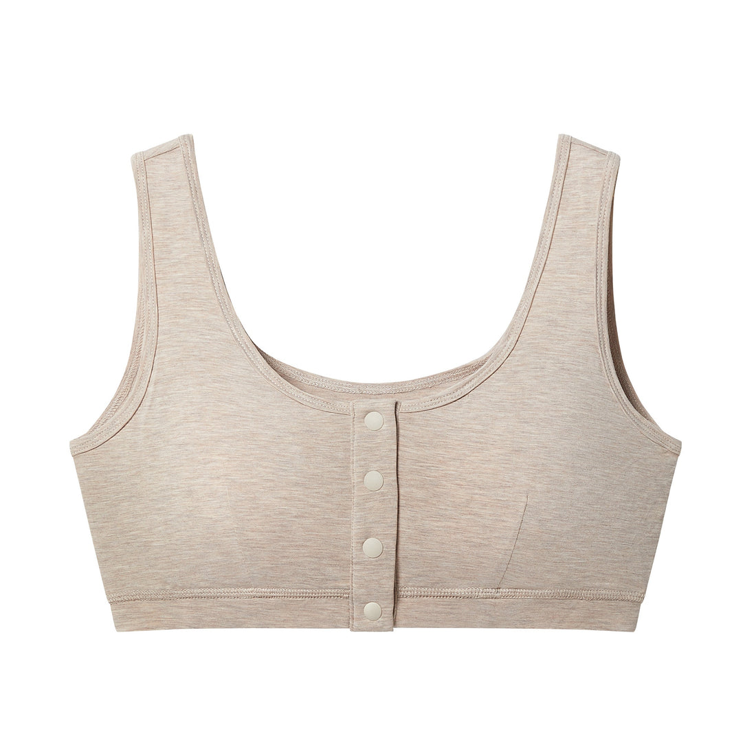 Nest Designs Maternity Henley Nursing Bra Warm Taupe front snap detail