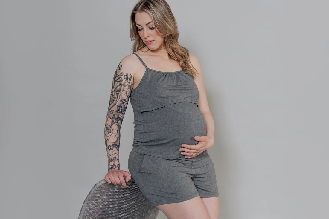 Nest Designs Maternity Shorts Charcoal — lifestyle