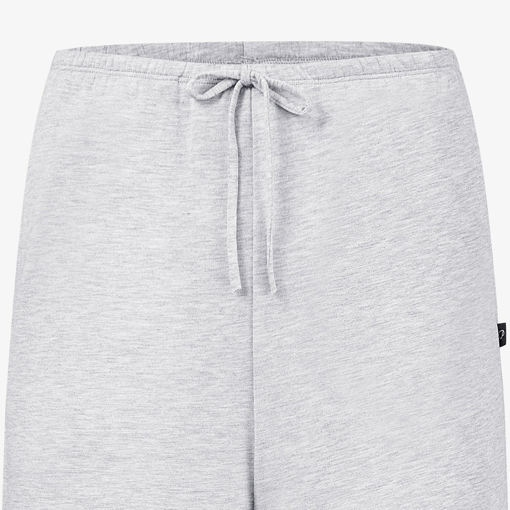 NEST DESIGNS Nest Designs Maternity Wide Leg Pants Fog Grey elastic waistband with drawstring tie and black logo tab img 1/2