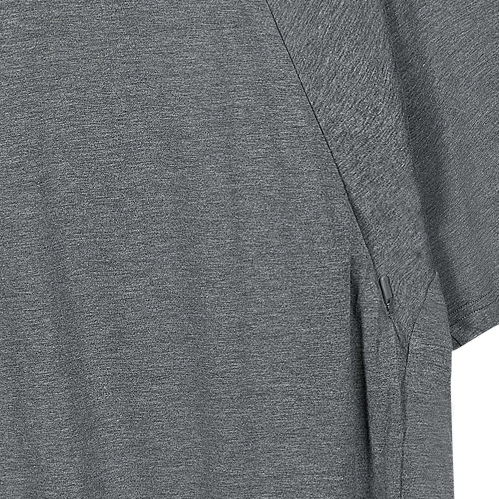 NEST DESIGNS Nest Designs Nursing Tee Charcoal diagonal seam with zipper pull for nursing access img 3/4