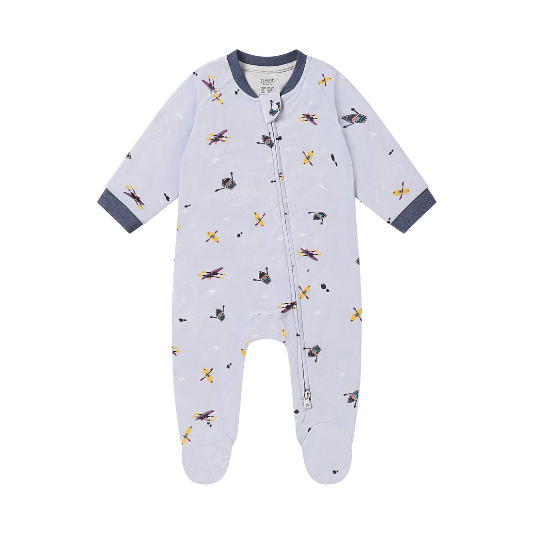 Nest Designs Organic Cotton Long Sleeve Footed Sleeper Row Row front product view
