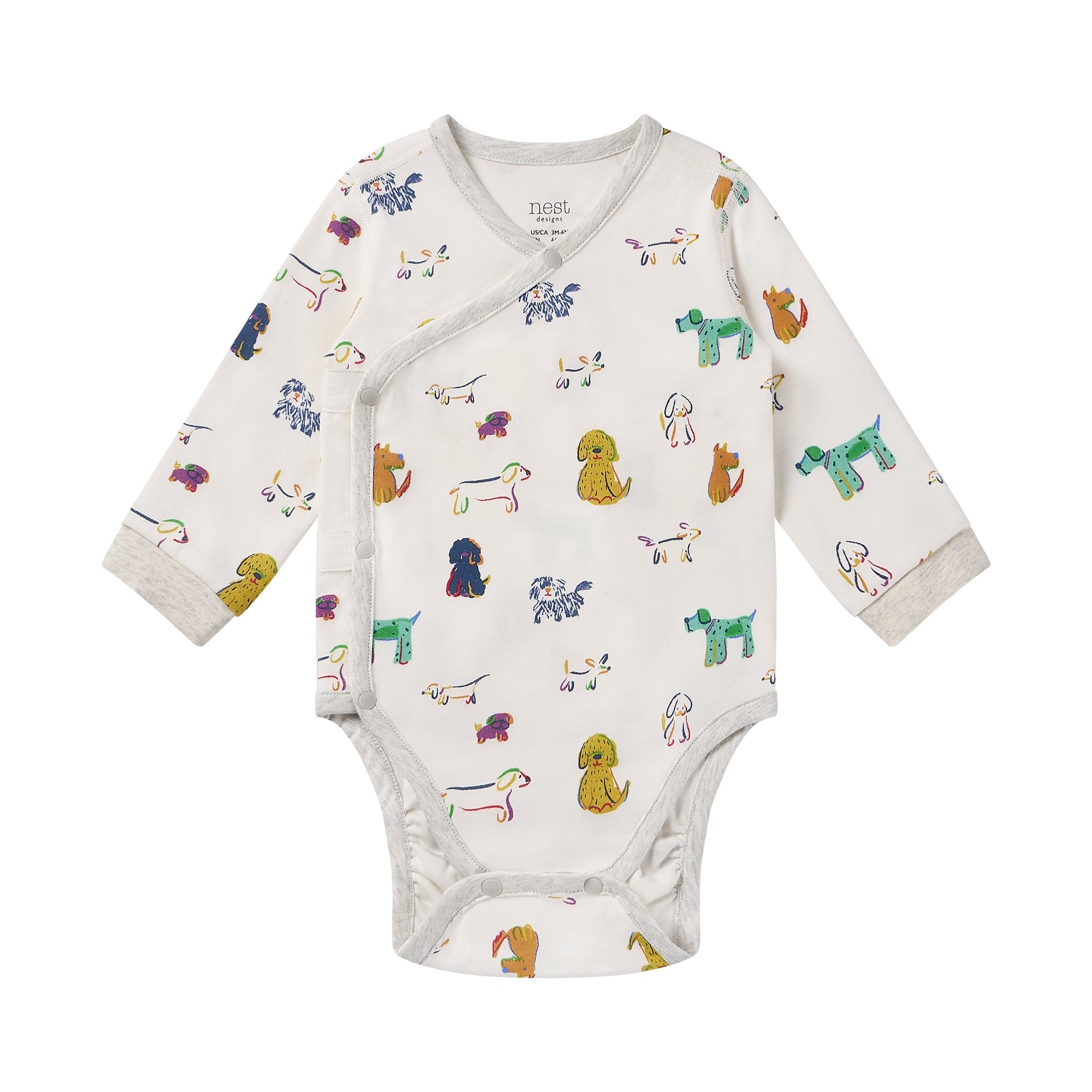 Nest Designs Organic Cotton Long Sleeve Kimono Onesie Bingo