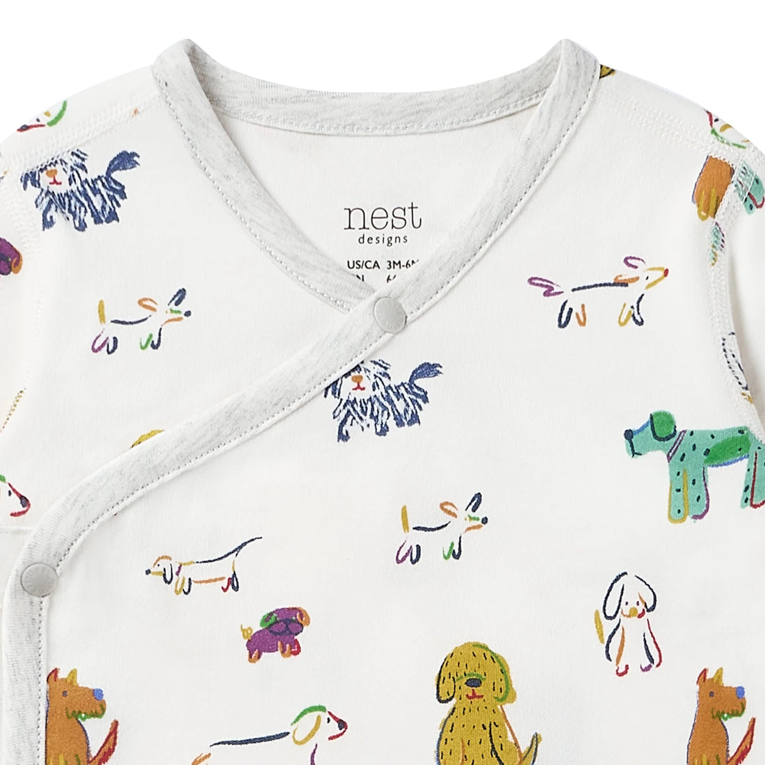 Nest Designs Organic Cotton Long Sleeve Kimono Onesie Bingo — product detail